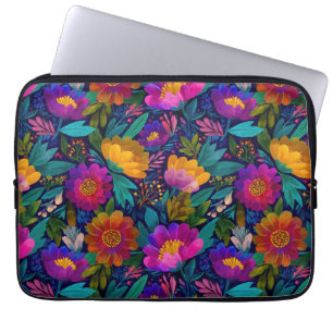 Exotic Flower Blossoms Bold& Elegant Floral  Laptop Sleeve