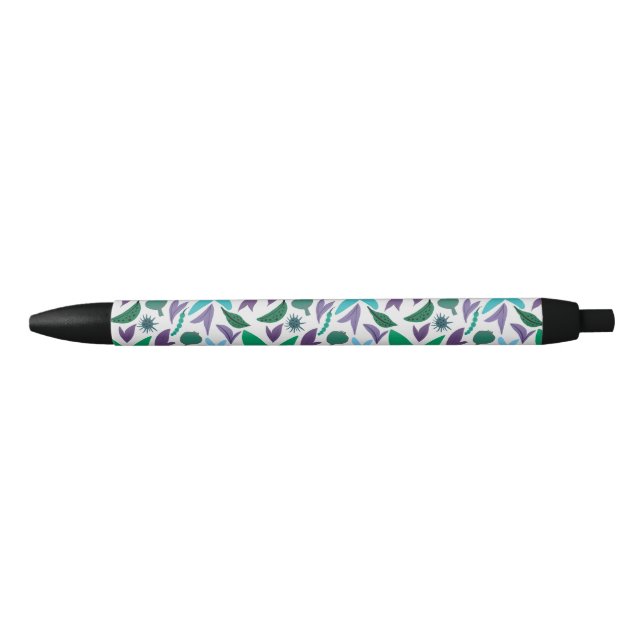 Exotic flower pattern  black ink pen (Front)