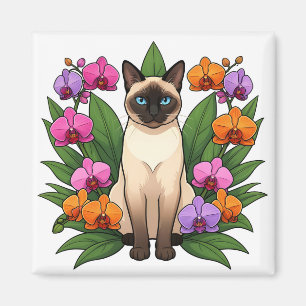 exotic flower siamese cat magnet