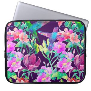 Exotic flowers and birds laptop sleeve