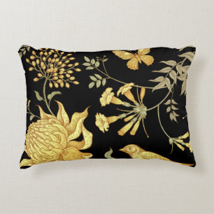 Exotic Flowers Birds Vintage Pattern Decorative Cushion