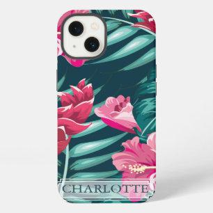 Exotic Flowers Monogram Pink iPhone 13 Case