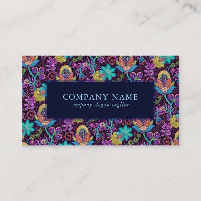 Exotic Flowers Pattern Glass-beads Texture Business Card (Front)