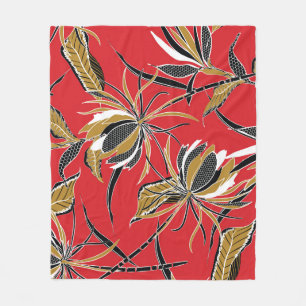 Exotic Flowers: Polka Dot Vintage Fleece Blanket