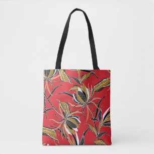 Exotic Flowers: Polka Dot Vintage Tote Bag