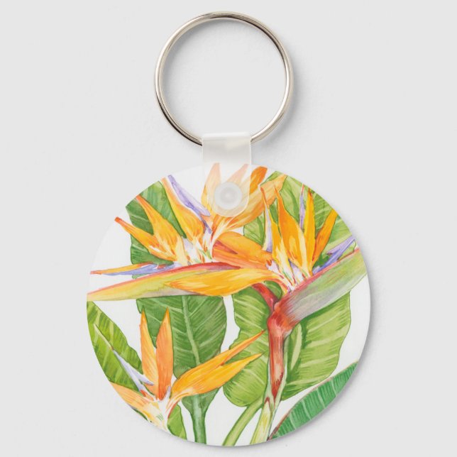 Exotic Flowers Watercolor Key Ring (Front)