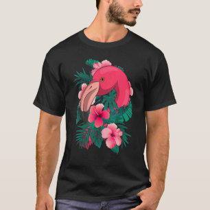 Exotic Flowers Zoo Bird Tropical Animal  Pink Flam T-Shirt
