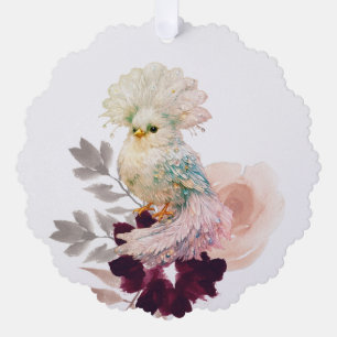 Exotic Fluffy Iridescent Fantasy Bird of Paradise Tree Decoration Card