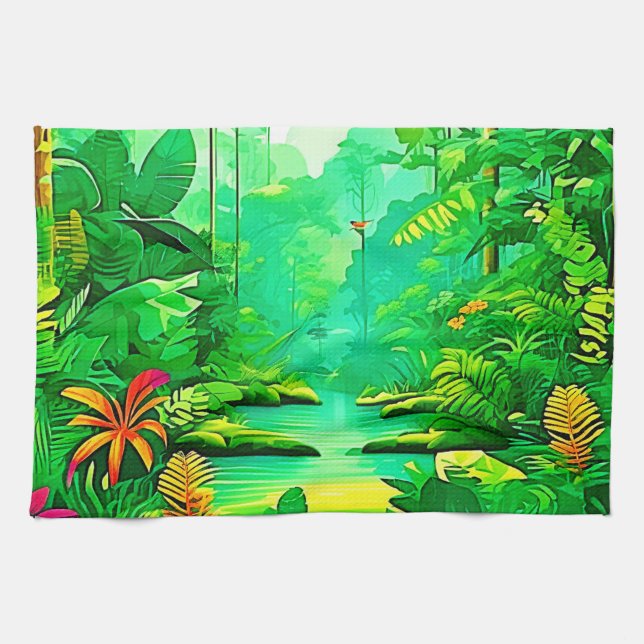 Exotic Forest Design Tea Towel (Horizontal)