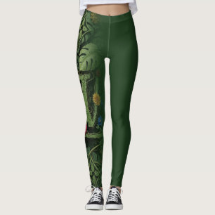 Exotic Forest Floral Monogram Aesthetic Wrap Leggings