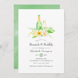 Exotic Frangipani Brunch and Bubbly Bridal Shower Invitation