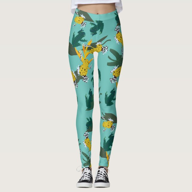 Exotic Frogs Pattern Leggings (Front)