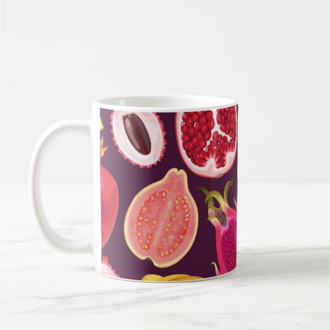 Exotic fruit: colourful seamless pattern coffee mug (Left)