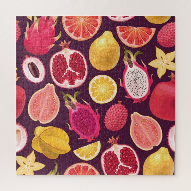 Exotic fruit: colourful seamless pattern jigsaw puzzle (Vertical)