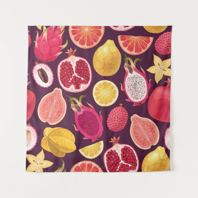 Exotic fruit: colourful seamless pattern tapestry (Front)