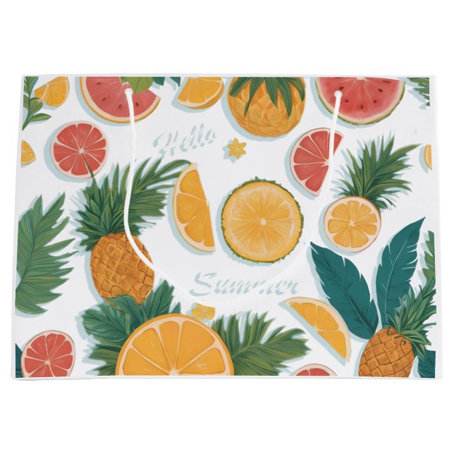 Exotic Fruit floral pattern. Large Gift Bag (Front)