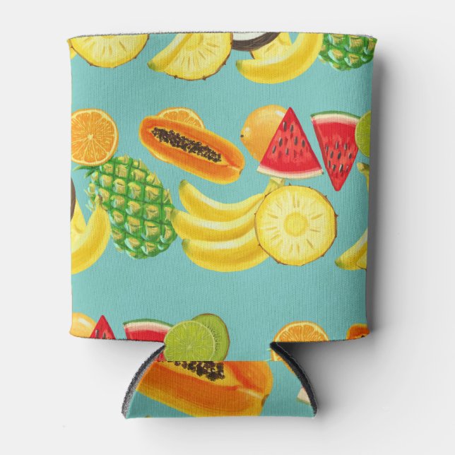 Exotic fruit, hand drawn, seamless pattern. can cooler (Front)