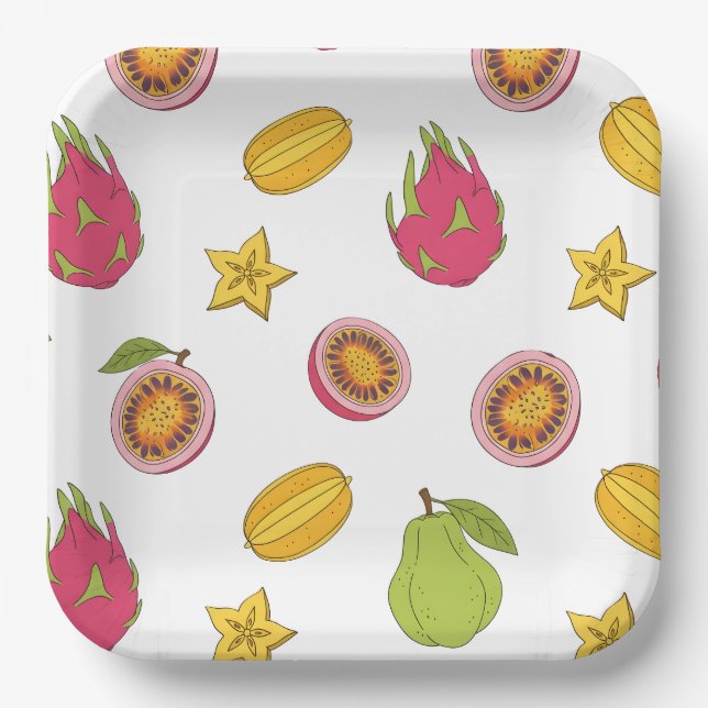 Exotic Fruit Pattern - Paradis Tropic Mixture Paper Plate (Front)