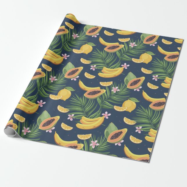 Exotic Fruit Pattern Wrapping Paper (Unrolled)