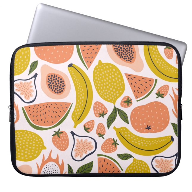 Exotic fruit seamless pattern in hand-drawn style. laptop sleeve (Front)