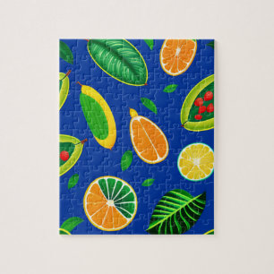 Exotic Fruits and Green Leaves Jigsaw Puzzle