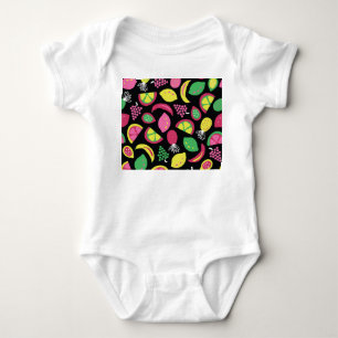 Exotic Fruits: Colourful Seamless Pattern Baby Bodysuit