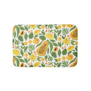 Exotic Fruits Ensemble: Papaya, Lemon, Mango Bath Mat