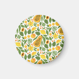 Exotic Fruits Ensemble: Papaya, Lemon, Mango Magnet