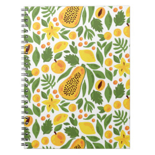 Exotic Fruits Ensemble: Papaya, Lemon, Mango Notebook