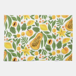 Exotic Fruits Ensemble: Papaya, Lemon, Mango Tea Towel