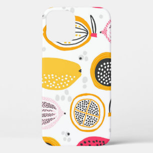 Exotic Fruits Hand-Drawn: Vintage Summer iPhone 12 Case