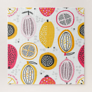 Exotic Fruits Hand-Drawn: Vintage Summer Jigsaw Puzzle