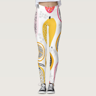 Exotic Fruits Hand-Drawn: Vintage Summer Leggings