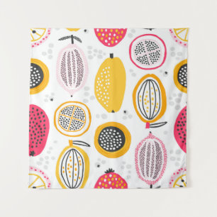 Exotic Fruits Hand-Drawn: Vintage Summer Tapestry