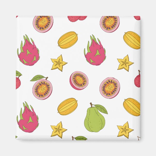 Exotic Fruits Pattern – Tropical Paradise Mix Magnet (Front)