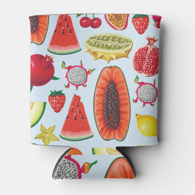Exotic Fruits: Trendy Print Seamless. Can Cooler (Front)