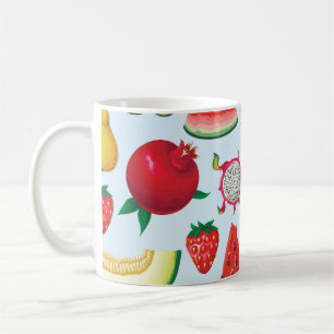 Exotic Fruits: Trendy Print Seamless. Coffee Mug
