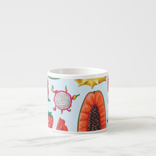 Exotic Fruits: Trendy Print Seamless. Espresso Cup (Front)