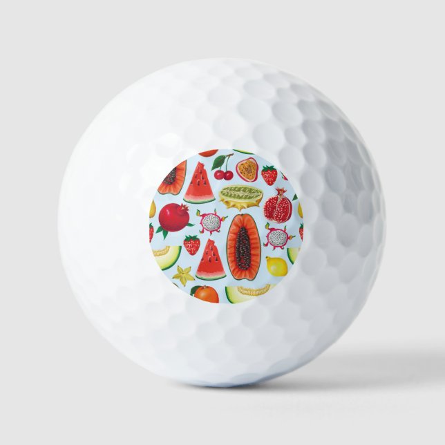 Exotic Fruits: Trendy Print Seamless. Golf Balls (Front)