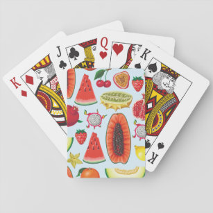 Exotic Fruits: Trendy Print Seamless. Playing Cards