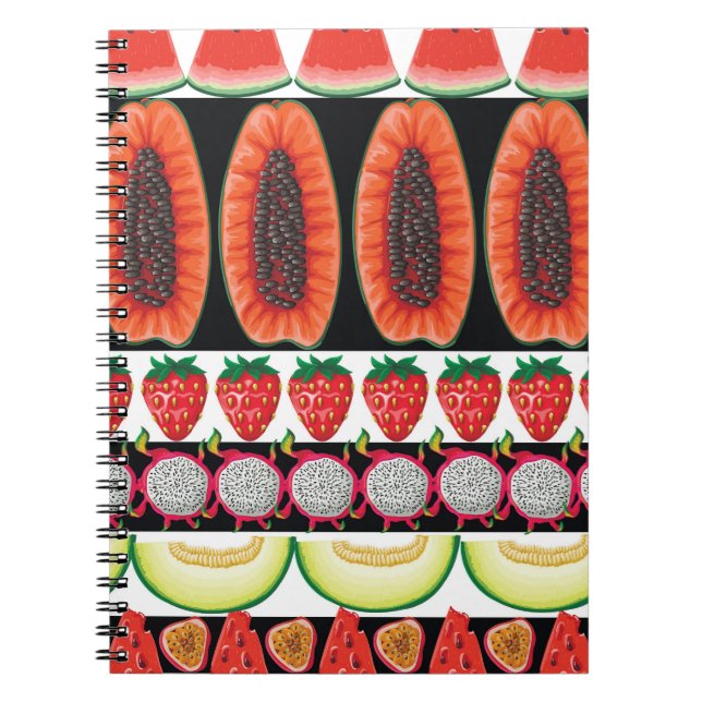Exotic Fruits Trendy Seamless Pattern Notebook (Front)