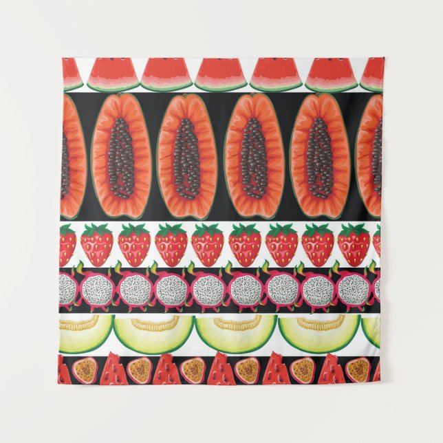 Exotic Fruits Trendy Seamless Pattern Tapestry (Front)