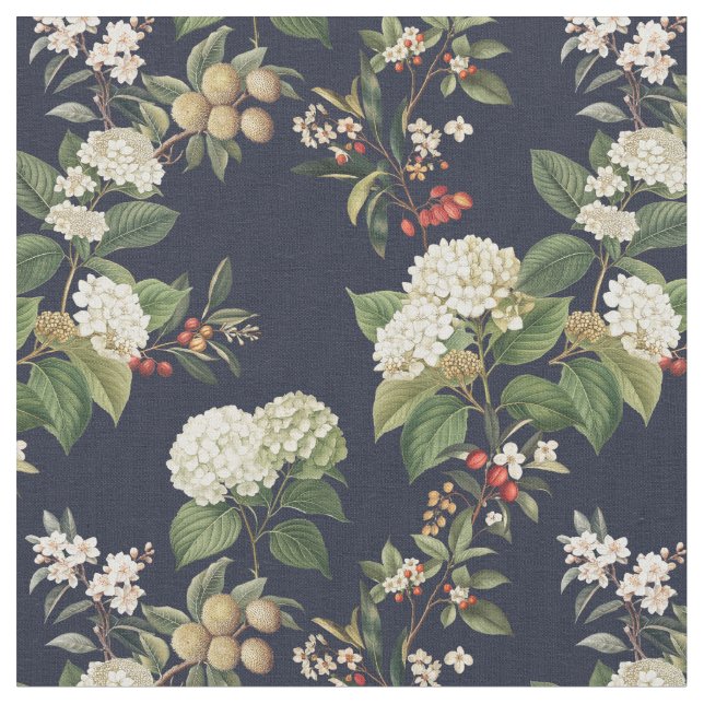 Exotic garden Hydrangea navy blooming  Fabric (Close Up)