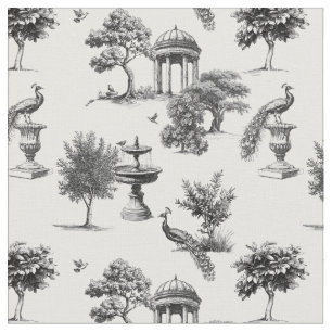 Exotic garden peacock birds Toile de jouy Fabric