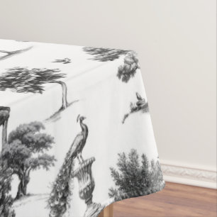 Exotic garden peacock birds Toile de jouy  Tablecloth