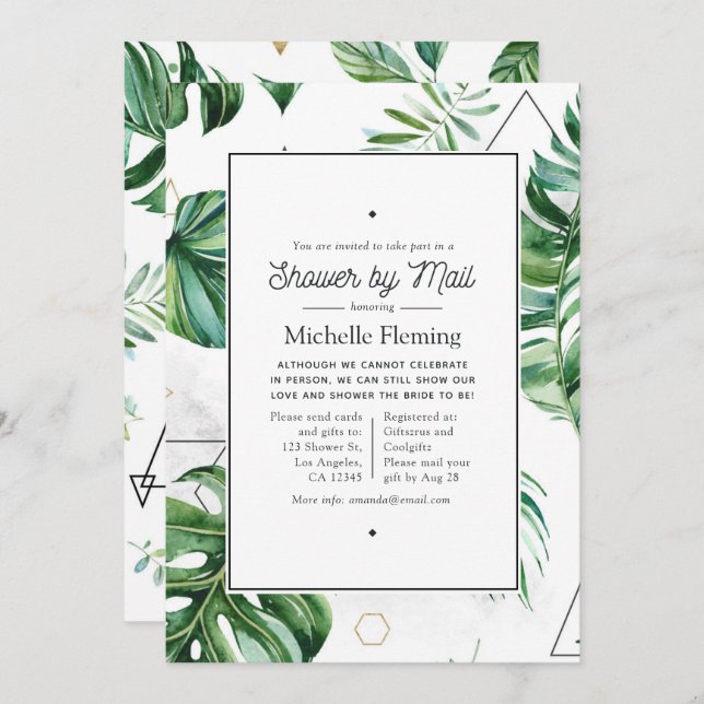 Exotic Geometric Forest Shower by Mail Invitation (Front/Back)