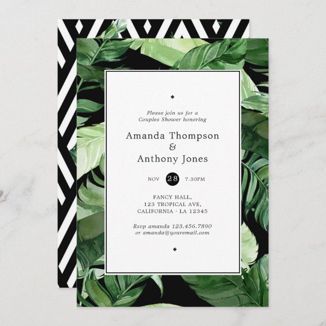 Exotic Geometric Forest Wedding Couples Shower Invitation (Front/Back)