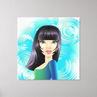 Exotic Girl in Blue Wrapped Canvas