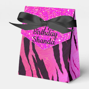 Exotic Glam Hot Pink Tiger Print Favour Box