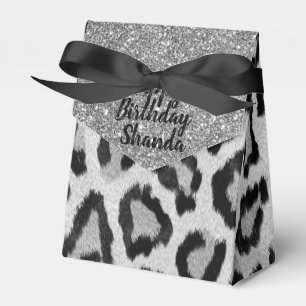Exotic Glam Silver Leopard Birthday Pesonalized Favour Box